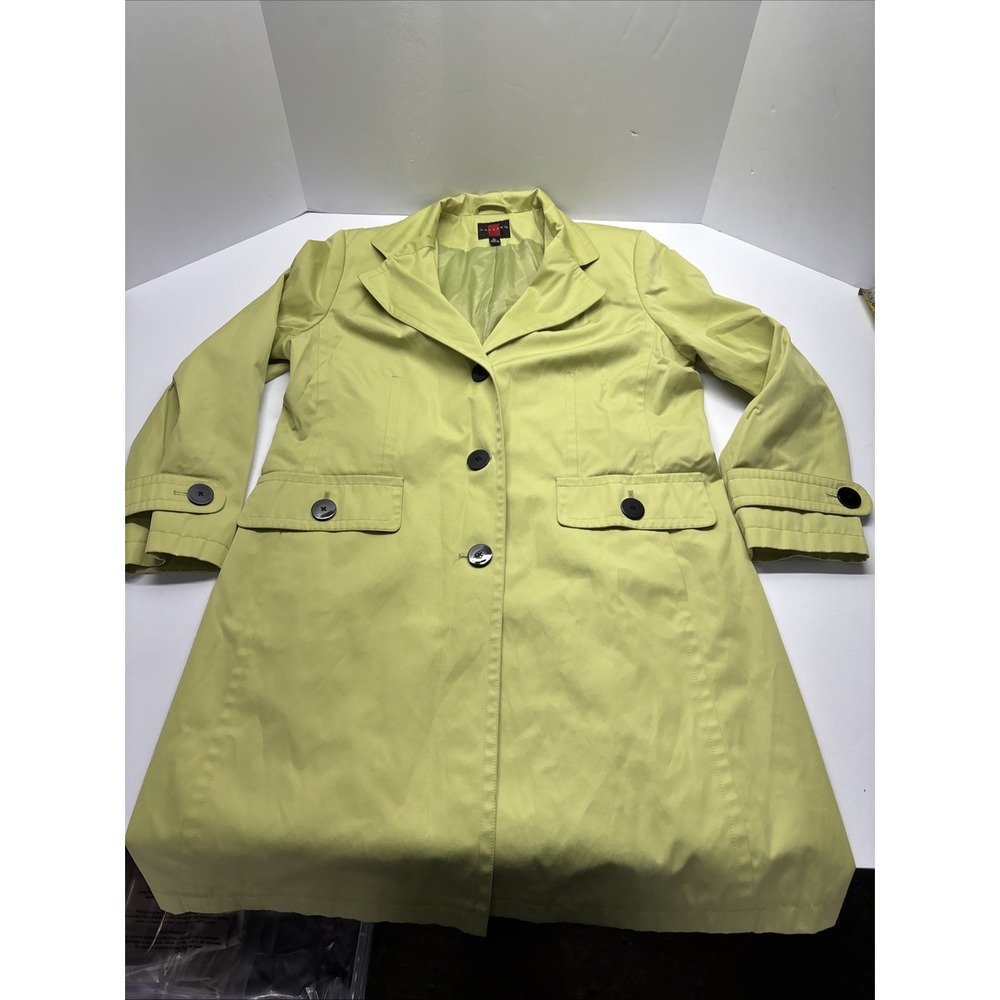 Gallery Womens Lime Green Lined Trench Coat Size XL